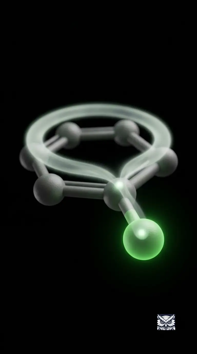 A benzene ring with a chlorine atom bonded directly to it, its lone pair visibly feeding into the ring's electron cloud